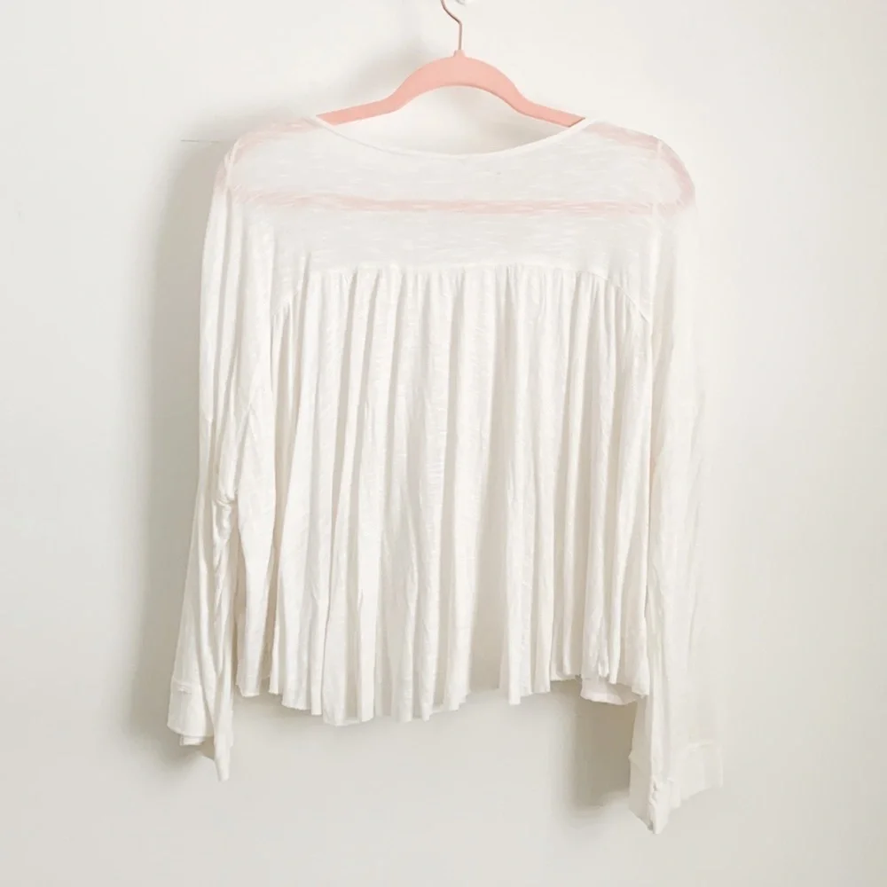 Free People White Embroidered Flowy Top